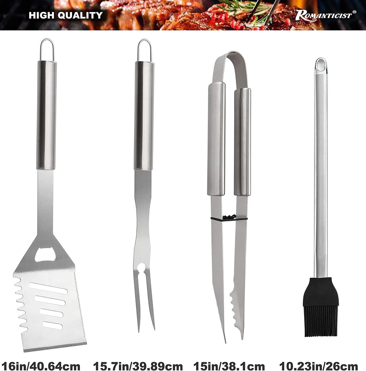 Utensilios de acero inoxidable para parrilla