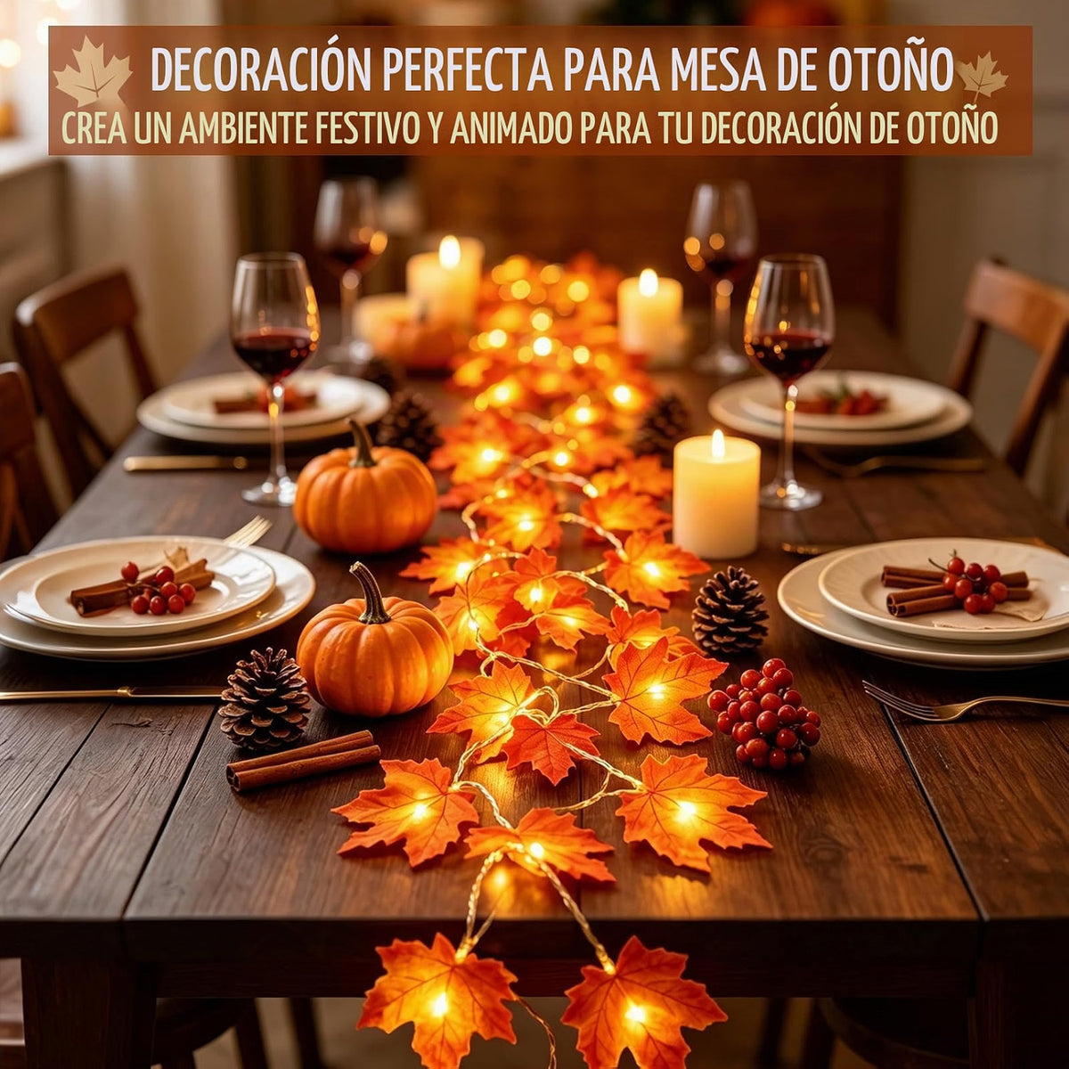 Guirnaldas de hojas de arce con luces LED – Pack de 2