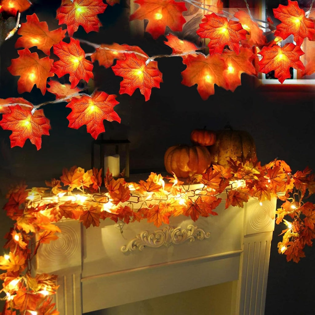 Guirnaldas de hojas de arce con luces LED – Pack de 2