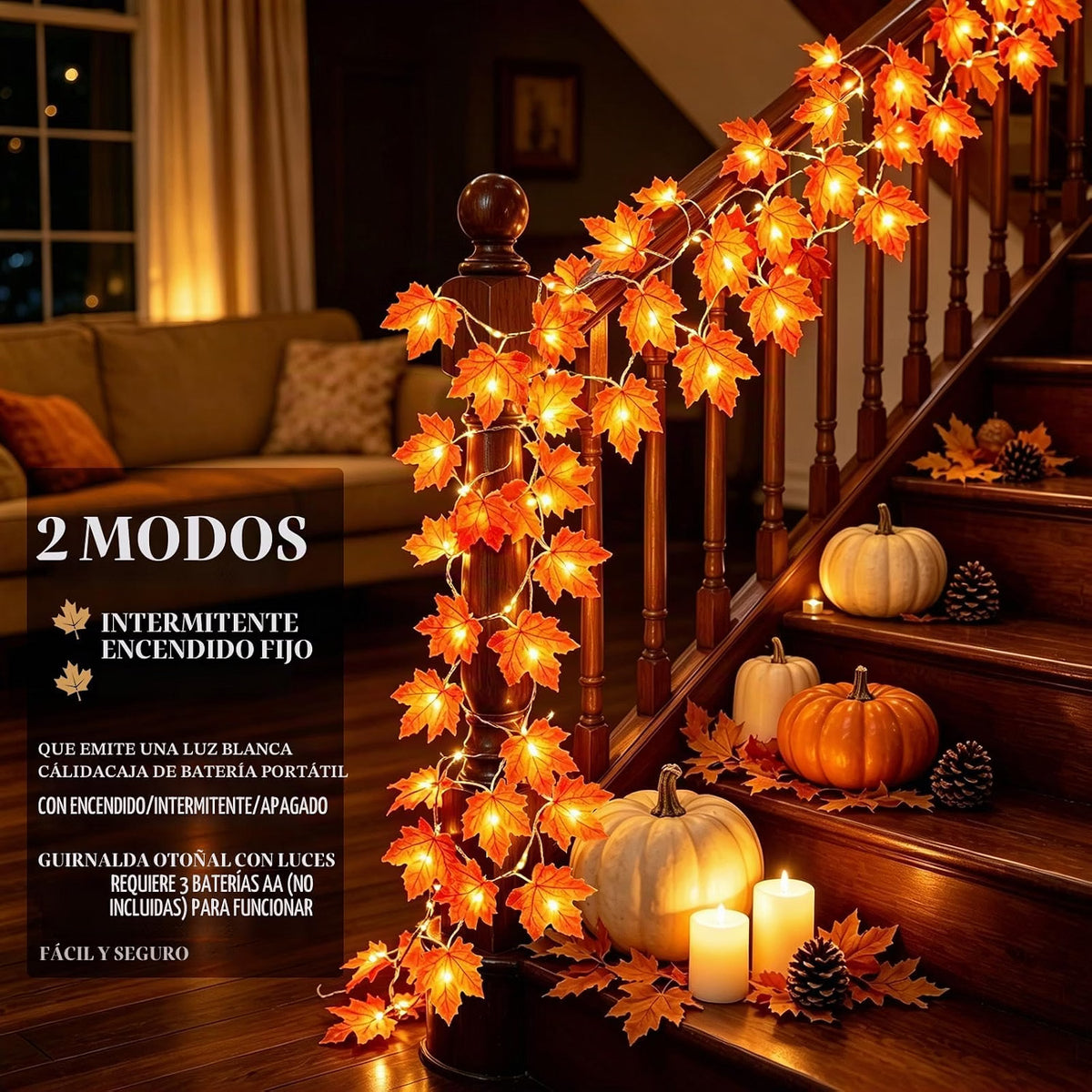 Guirnaldas de hojas de arce con luces LED – Pack de 2