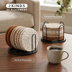 Posavasos tejidos absorbentes con soporte – Set de 8