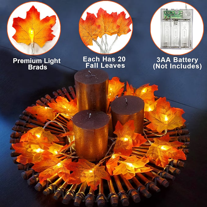 Guirnaldas de hojas de arce con luces LED – Pack de 2