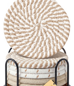Posavasos tejidos absorbentes con soporte – Set de 8