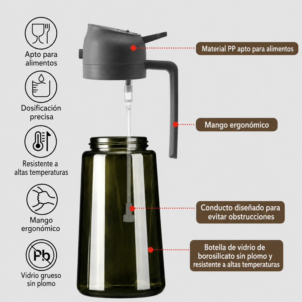 Pulverizador y Dispensador de Aceite 2 en 1 - 470ml