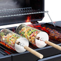 Cesta rodante cilíndrica de acero inoxidable para parrilla