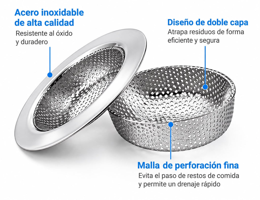 Coladores de acero inoxidable para bacha – Pack de 2
