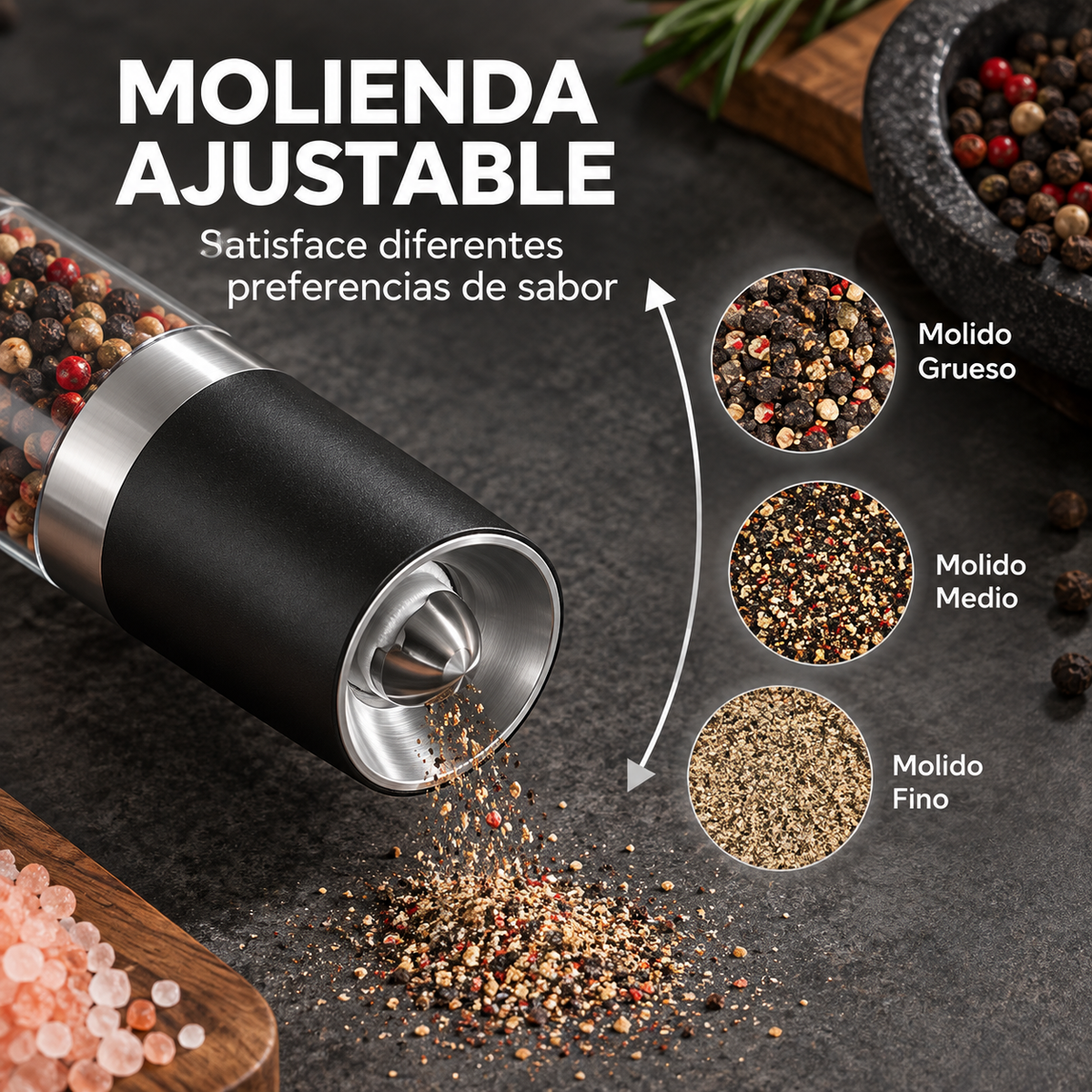 Molinillo eléctrico automático para sal y pimienta