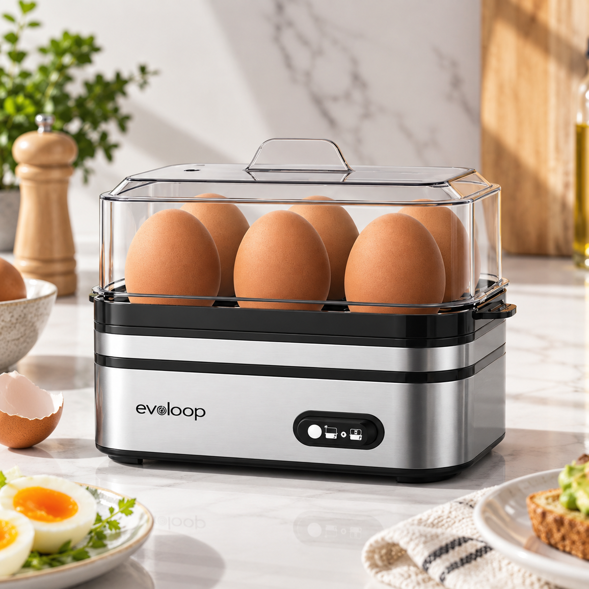 Cocedor eléctrico de huevos y tortillas con apagado automático