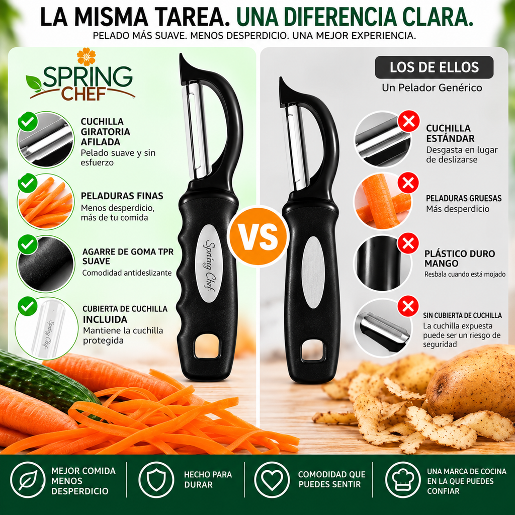 Pelador giratorio de acero inoxidable para frutas y verduras