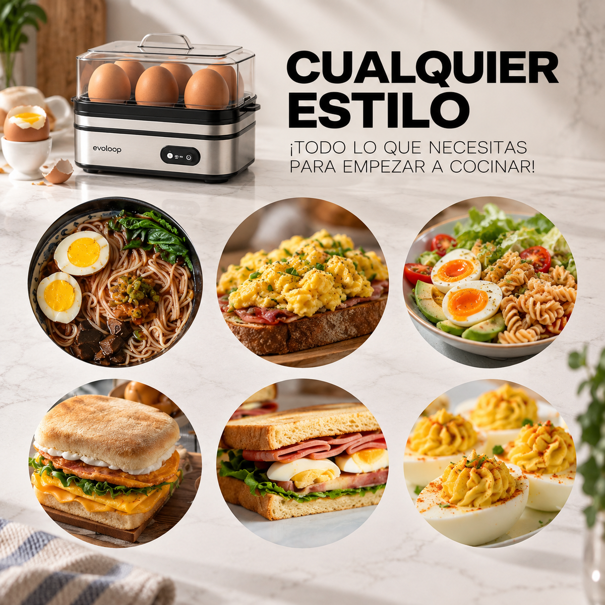 Cocedor eléctrico de huevos y tortillas con apagado automático