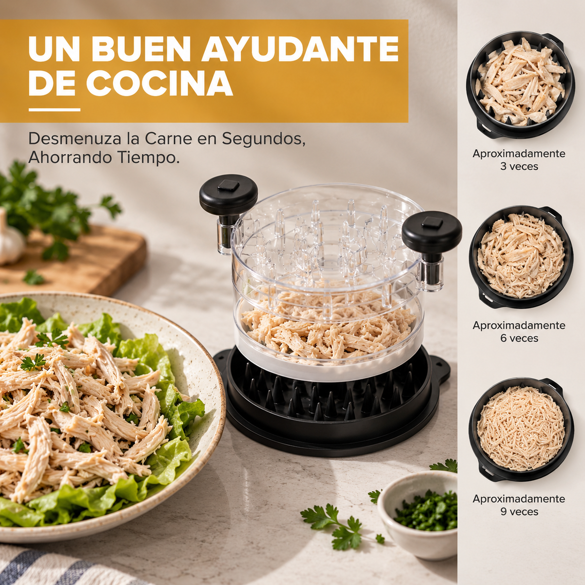 Triturador manual de pollo y carne por torsión