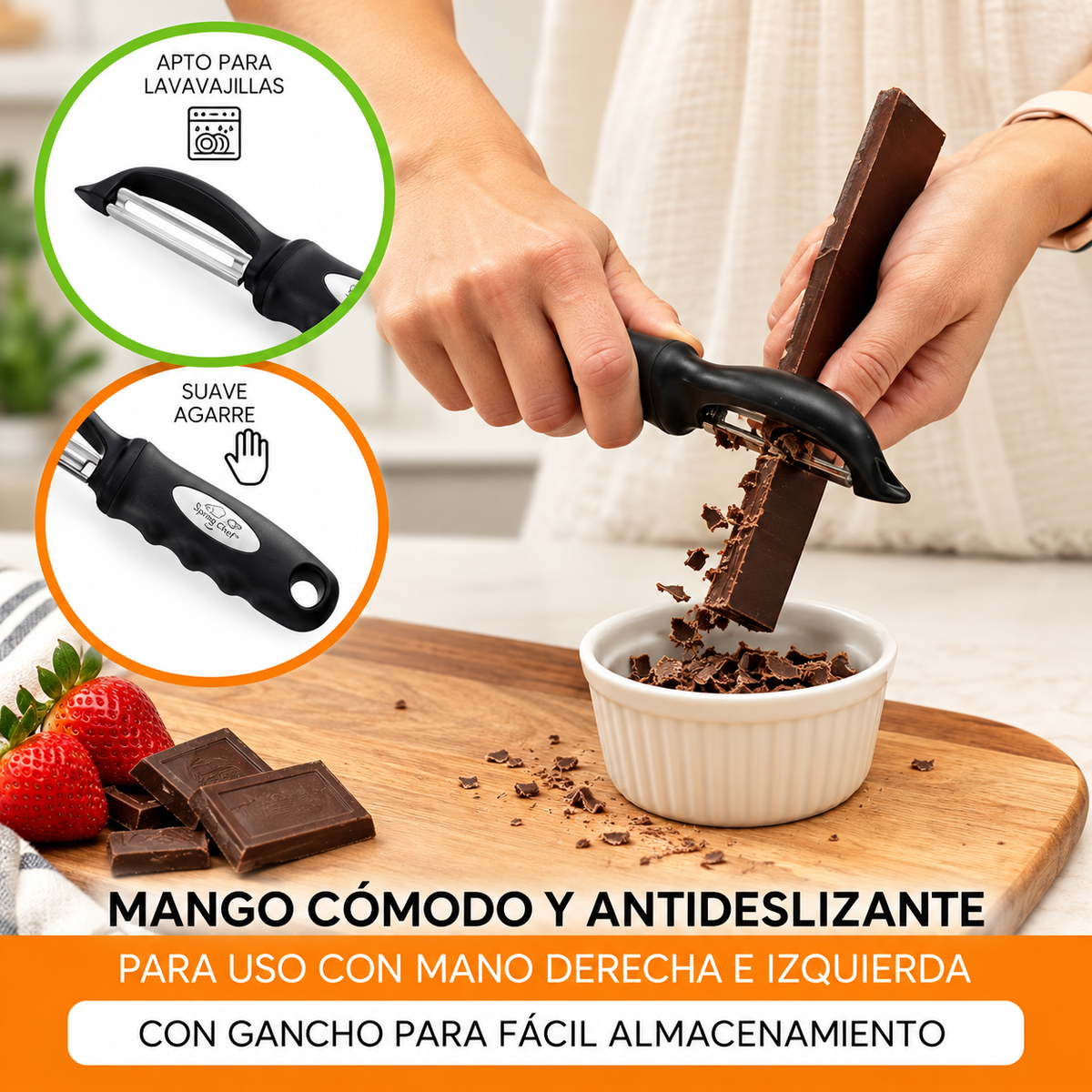 Pelador giratorio de acero inoxidable para frutas y verduras