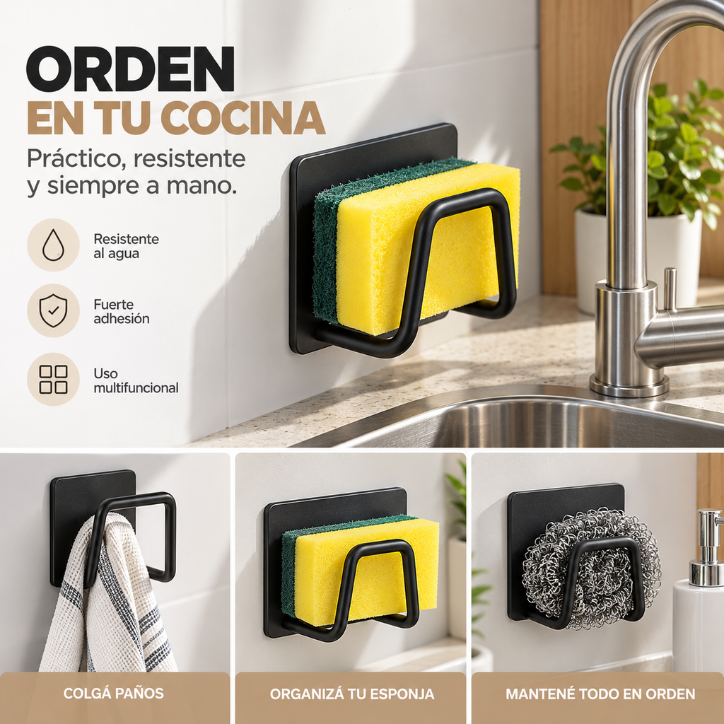 Soportes de esponja de acero inoxidable para bacha – Pack de 2