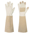 Guantes largos de poda para rosas de cuero de cerdo beige